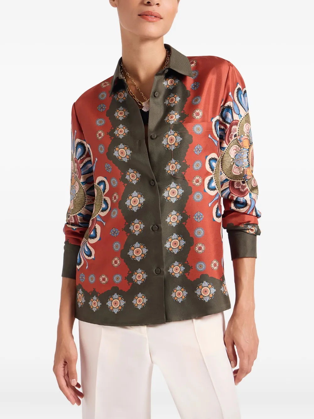 La DoubleJ placée floral print shirt - Rood