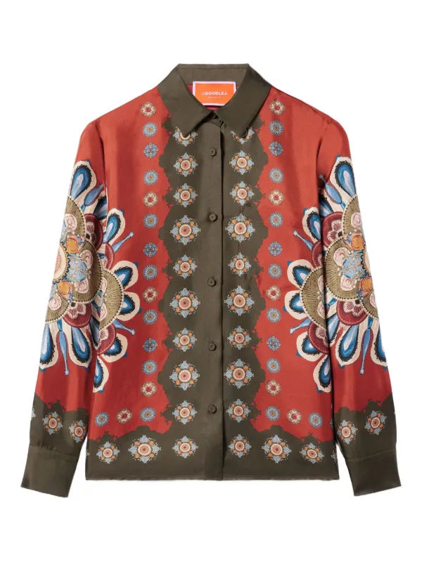 La DoubleJ Placée-print Long-sleeve Shirt in Red