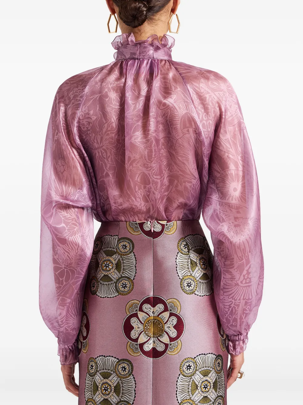 La DoubleJ Cerere blouse met ruches en hoge hals Roze