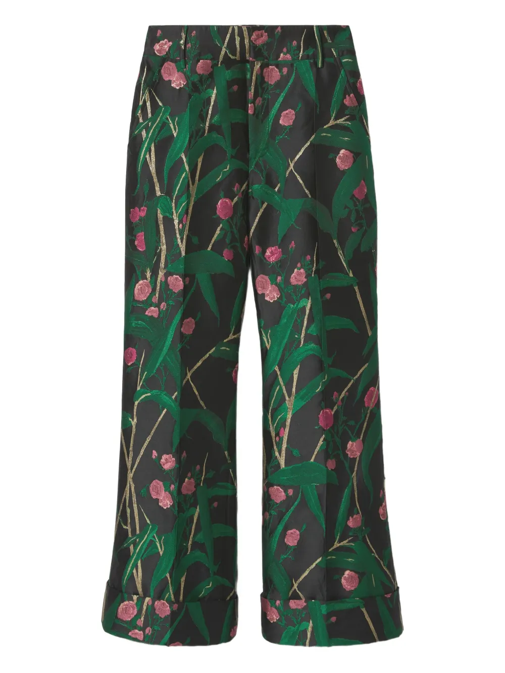 La Doublej Hendrix Pants Bamboo Jacquard Black In Green
