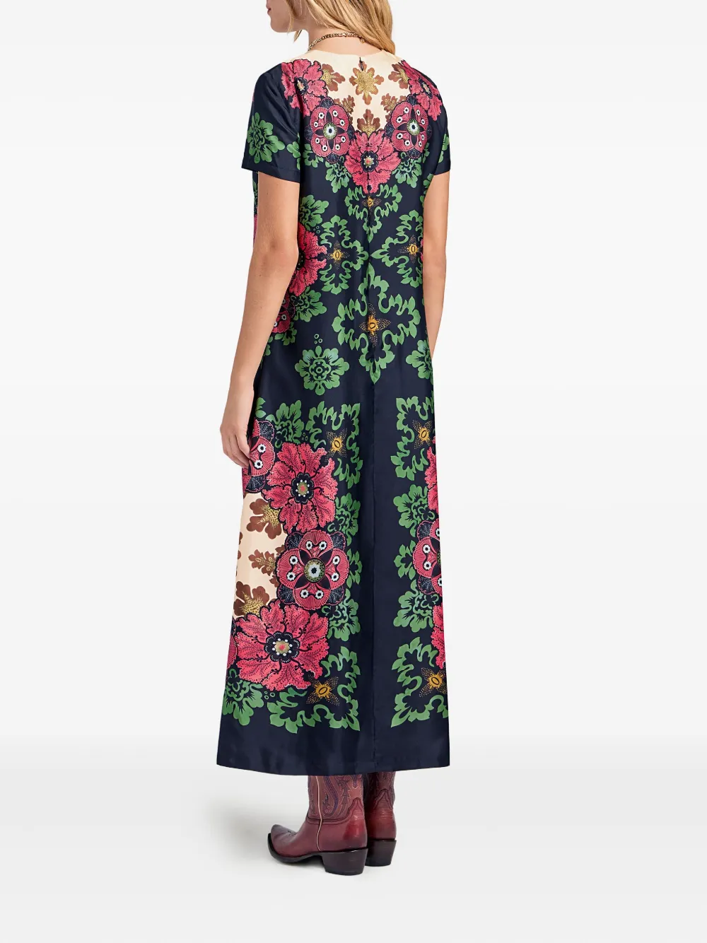 La Doublej Floral-print Midi Day Dress In Multi