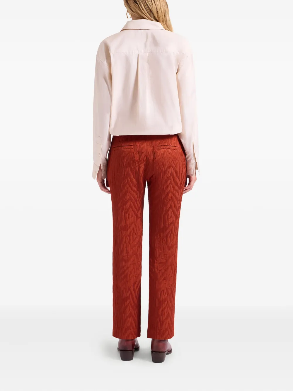 La DoubleJ Broek met zebra-jacquard Rood