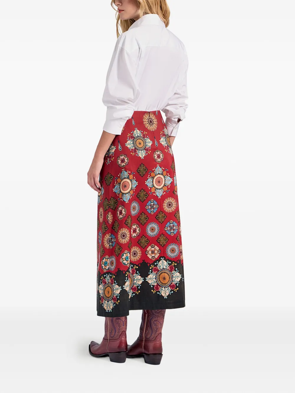 La Doublej A-long Skirt Nucleus Placee Rust In Red