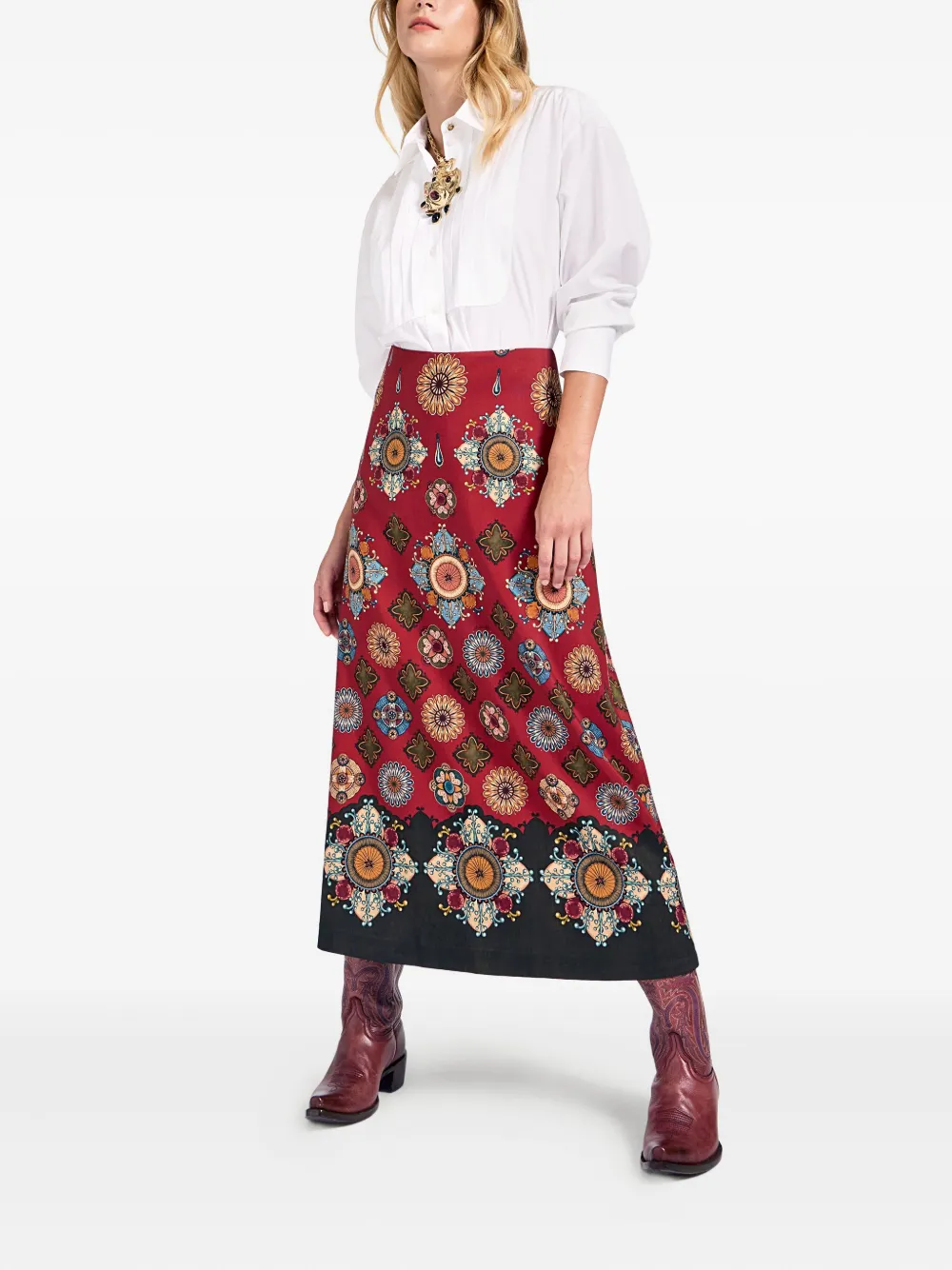 La DoubleJ Midi-jurk met bloemenprint - Rood