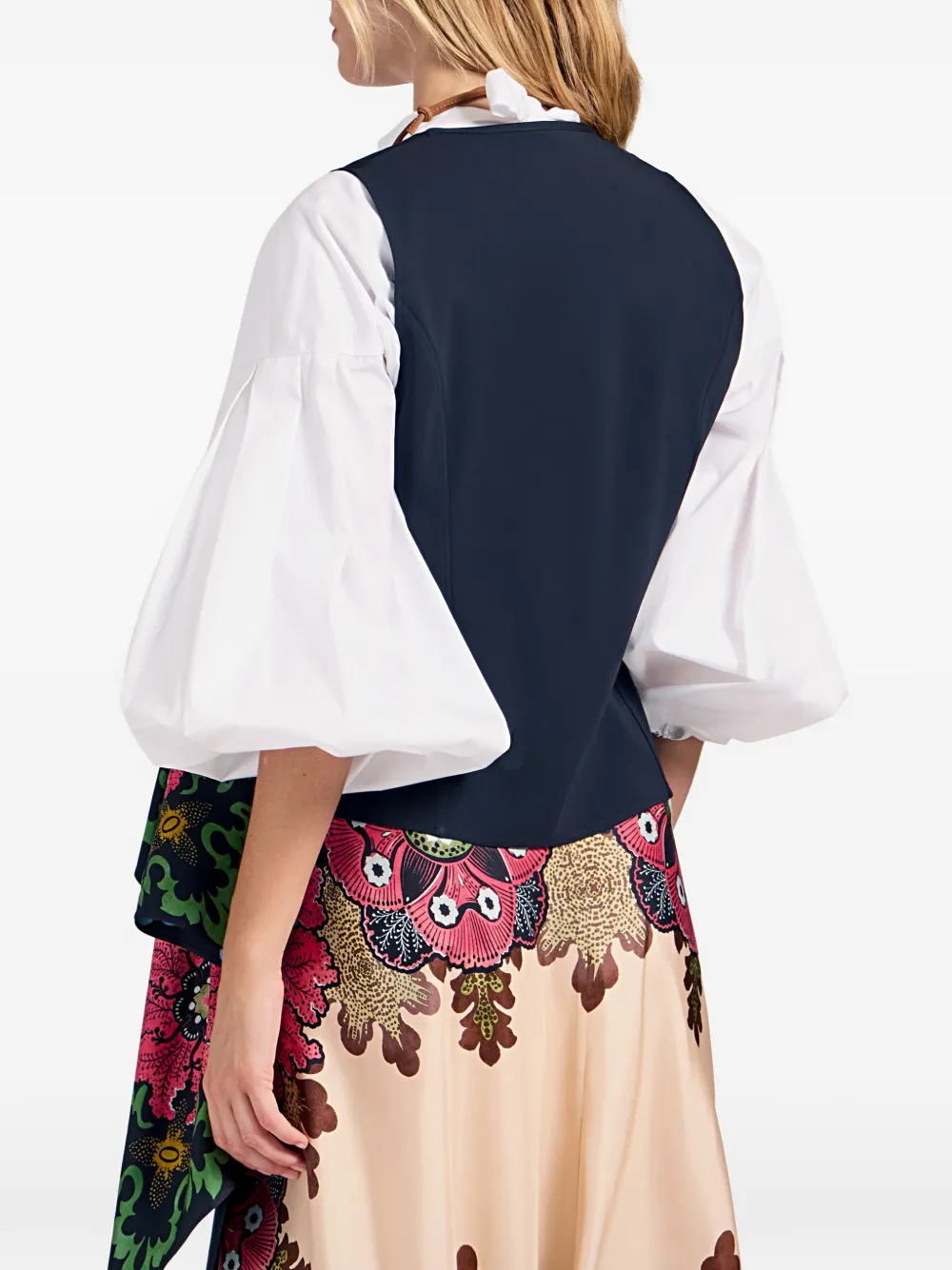 La Doublej Floral-print Reversible Gilet In Blue