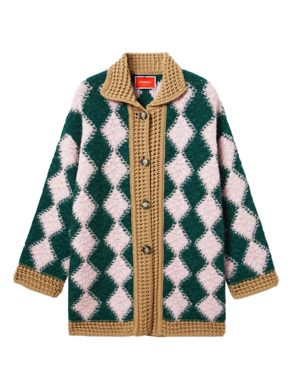 La DoubleJ diamond-pattern cardigan | Green | Image 1