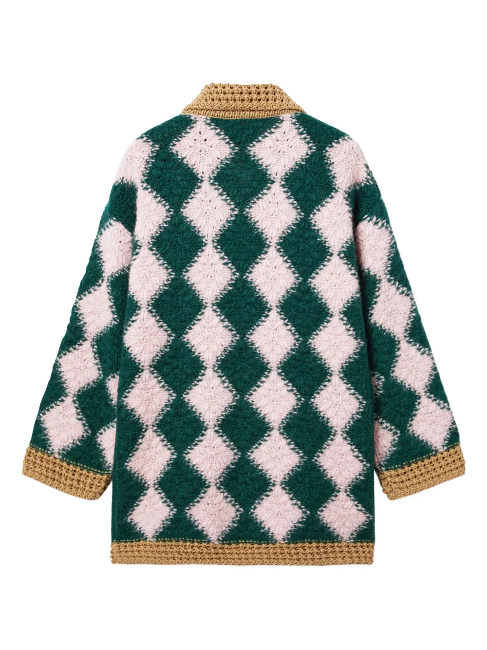 La Doublej Diamond-pattern Cardigan In Brown