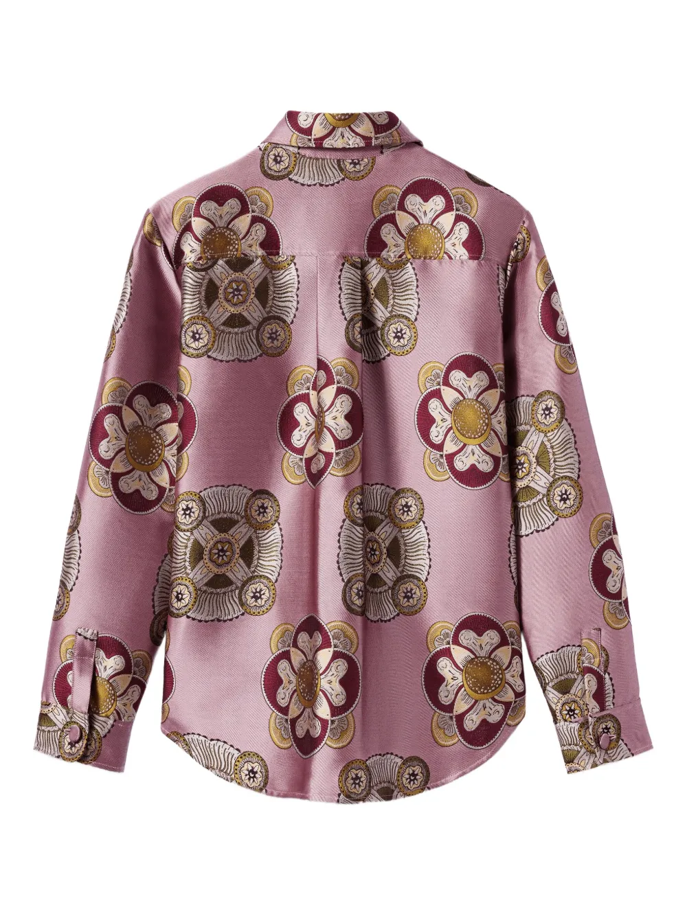 La DoubleJ Shirtjack met bloemenprint en jacquard Roze