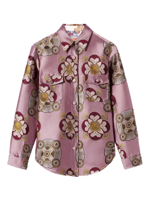 La DoubleJ floral-print jacquard shirt jacket