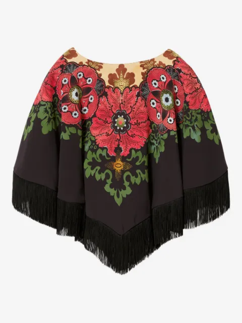 La DoubleJ Poncho mit Blumen-Print