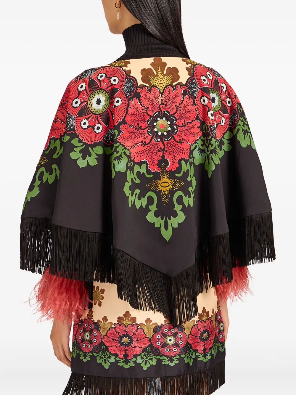 La DoubleJ Poncho met bloemenprint Bruin