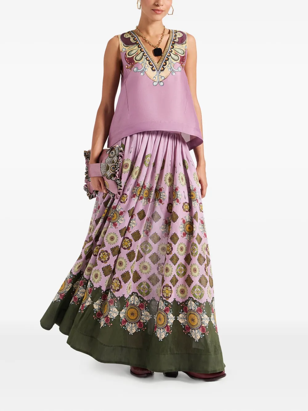 La DoubleJ Maxi-rok met bloemenprint Roze