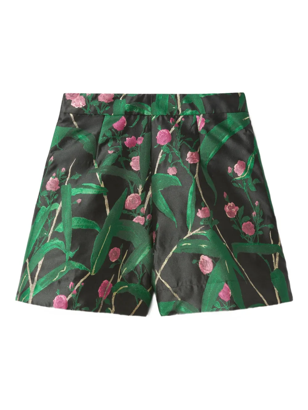 La Doublej Good Butt Floral-print Shorts In Green