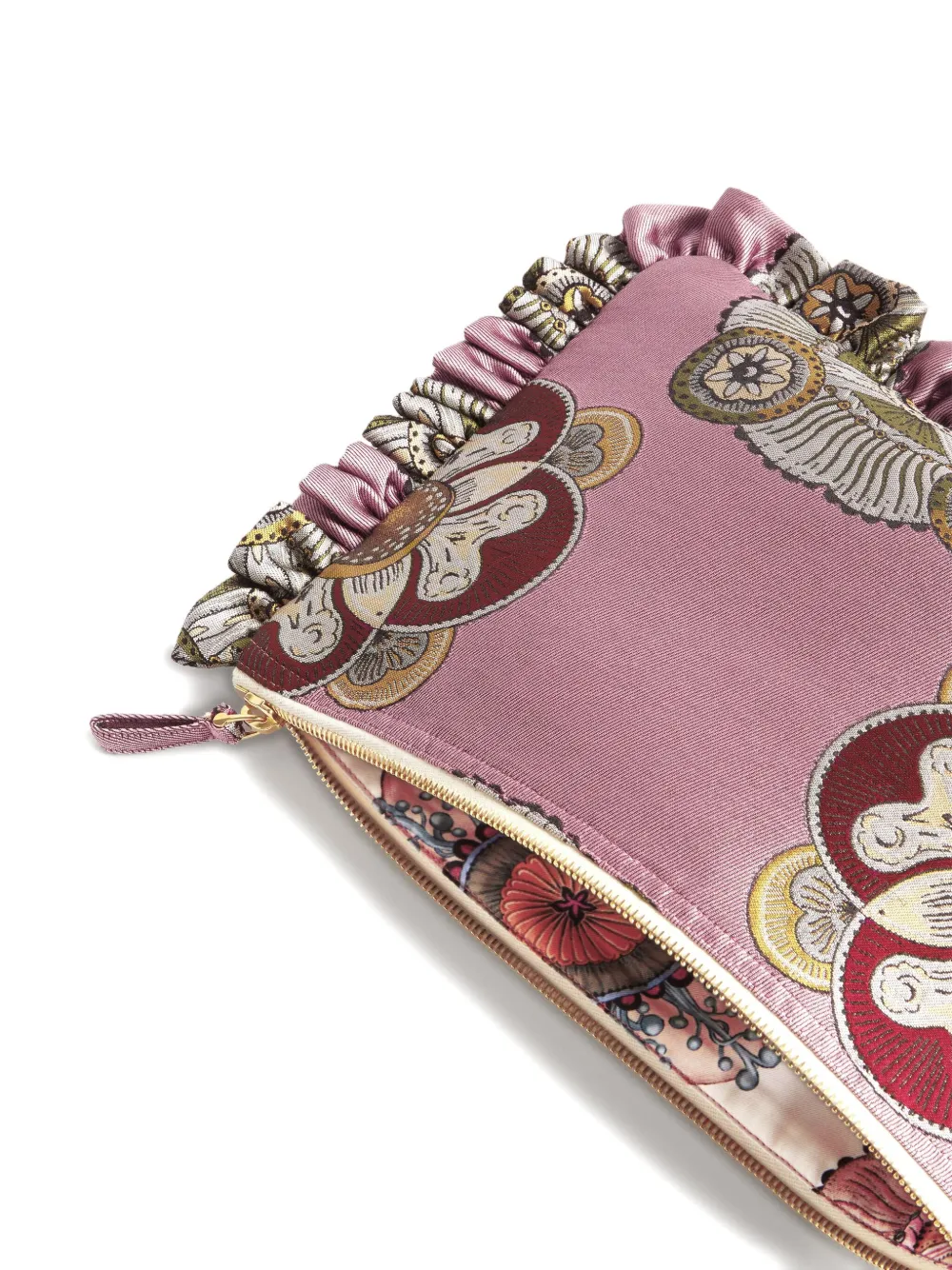 La DoubleJ Clutch met bloemenprint en ruches Roze
