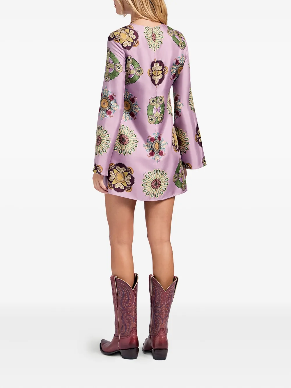 La Doublej Supremes Swing Silk Twill Minidress In Pink
