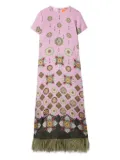 La DoubleJ Swing feather-trimmed maxi dress - Pink
