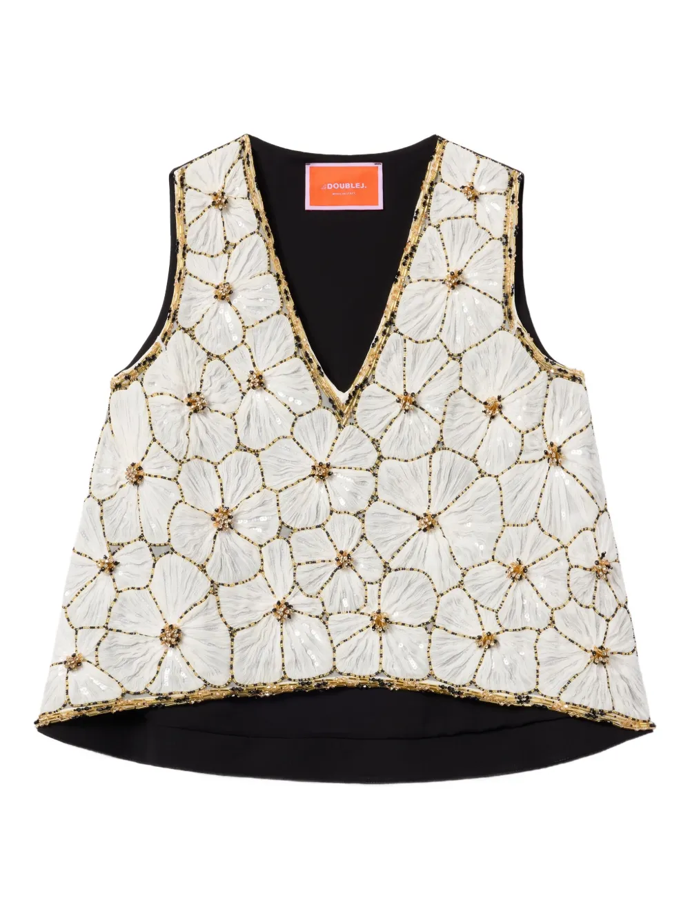La DoubleJ floral-embroidery V-neck top | White | Image 1