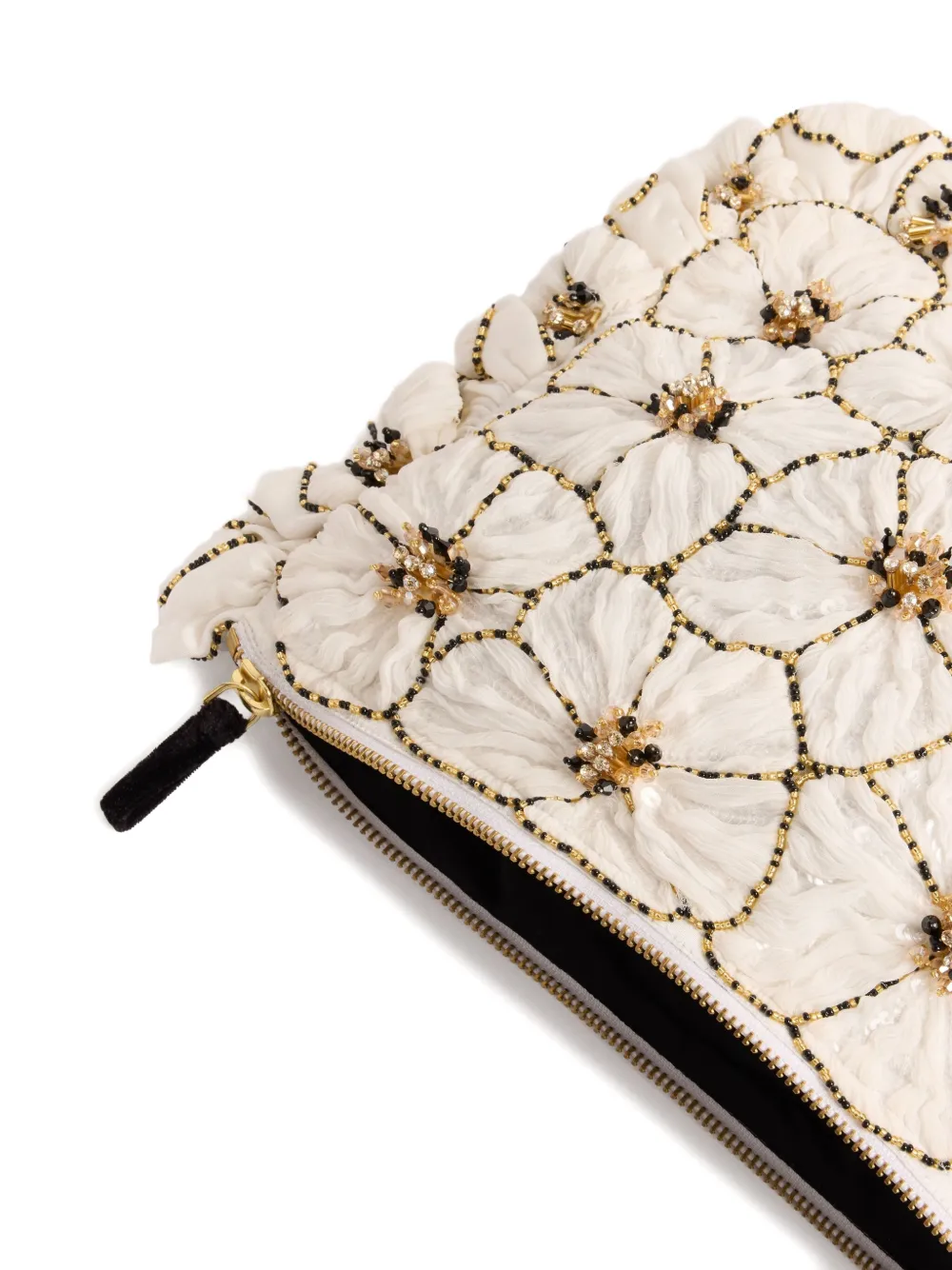 La DoubleJ Clutch met geborduurde bloemen Wit