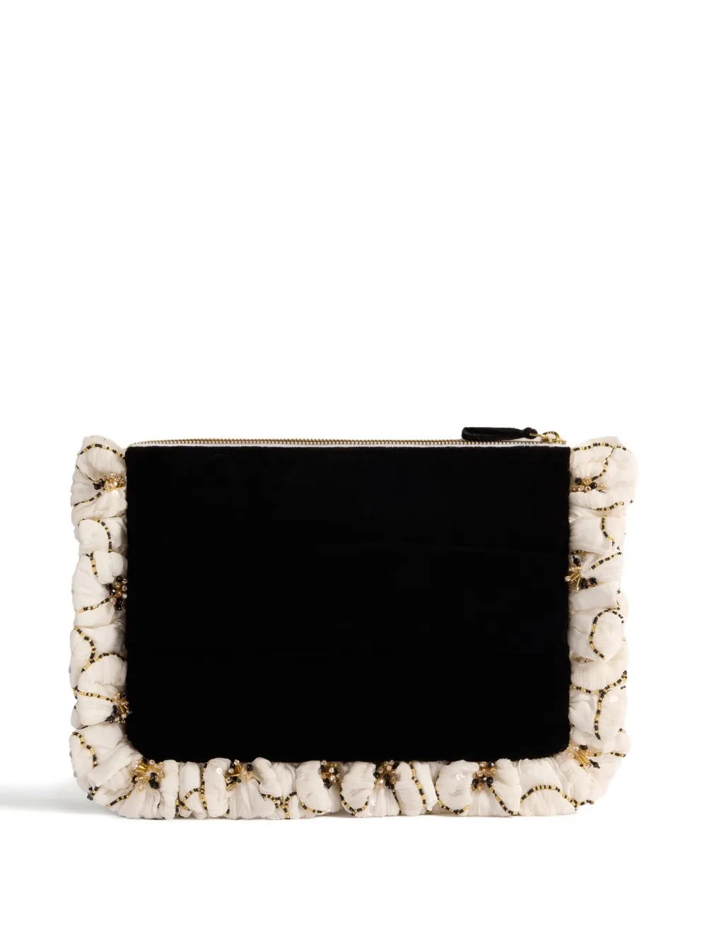 La DoubleJ Clutch met geborduurde bloemen Wit