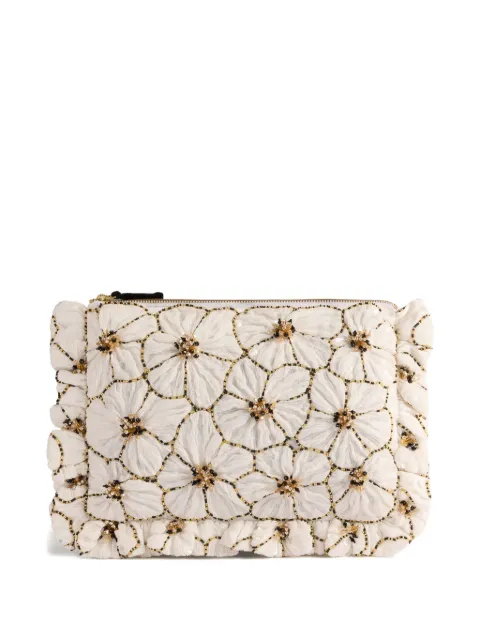 La DoubleJ floral-embroidery clutch bag