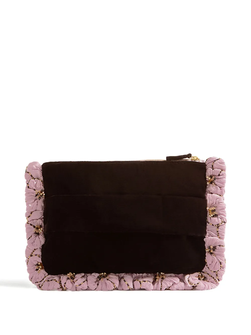 La Doublej Floral-embroidery Clutch Bag In Pink