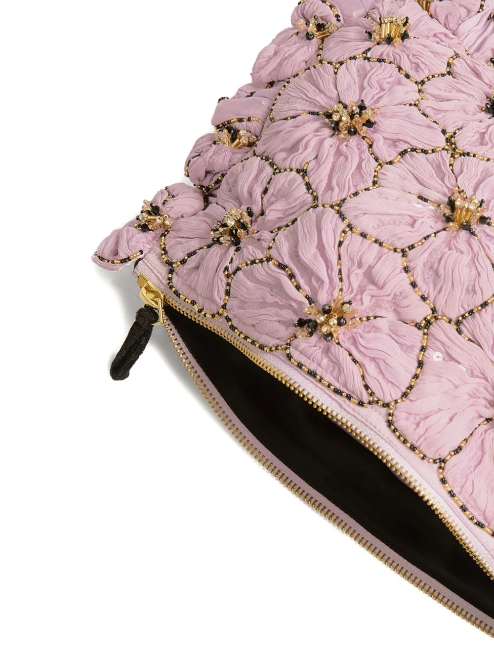 La Doublej Floral-embroidery Clutch Bag In Pink