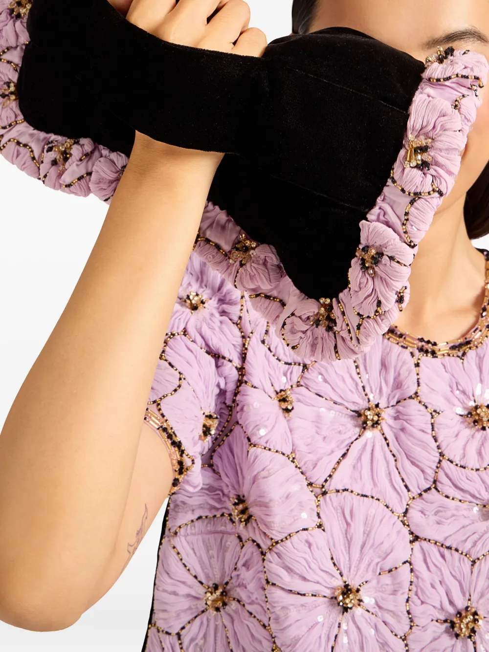 La Doublej Floral-embroidery Clutch Bag In Pink