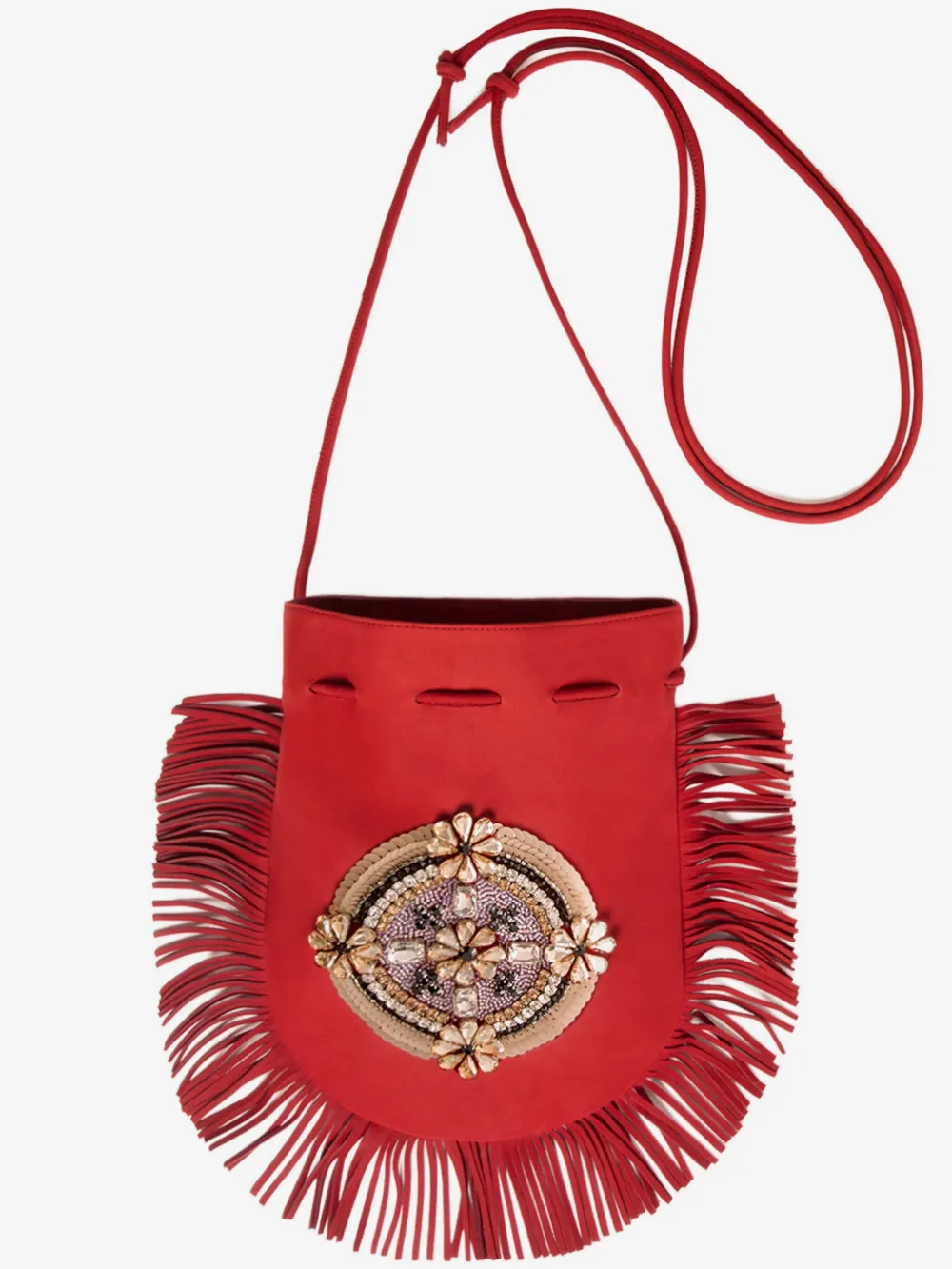 fringed-edge clutch bag