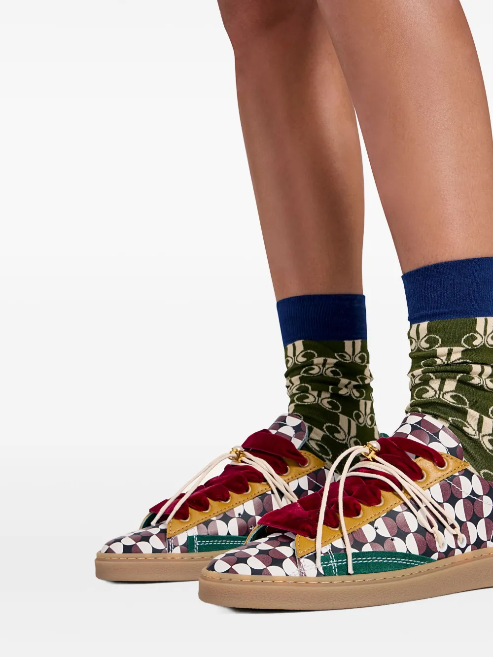 La Doublej Monogram Cotton-blend Socks In Green