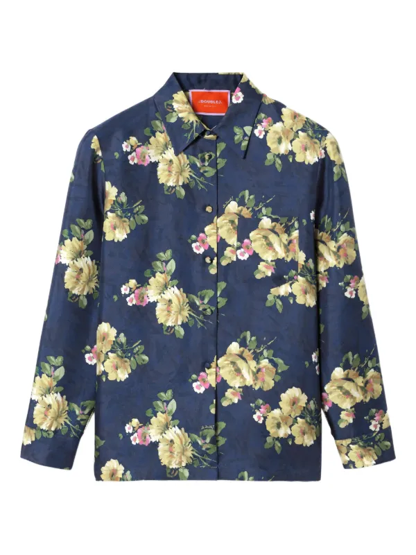 La DoubleJ Floral Button-fastening Shirt in Blue