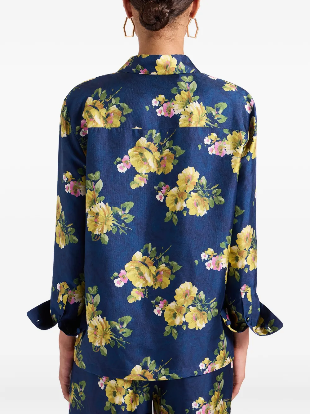 La DoubleJ Blouse met knoopsluiting en bloemen Blauw