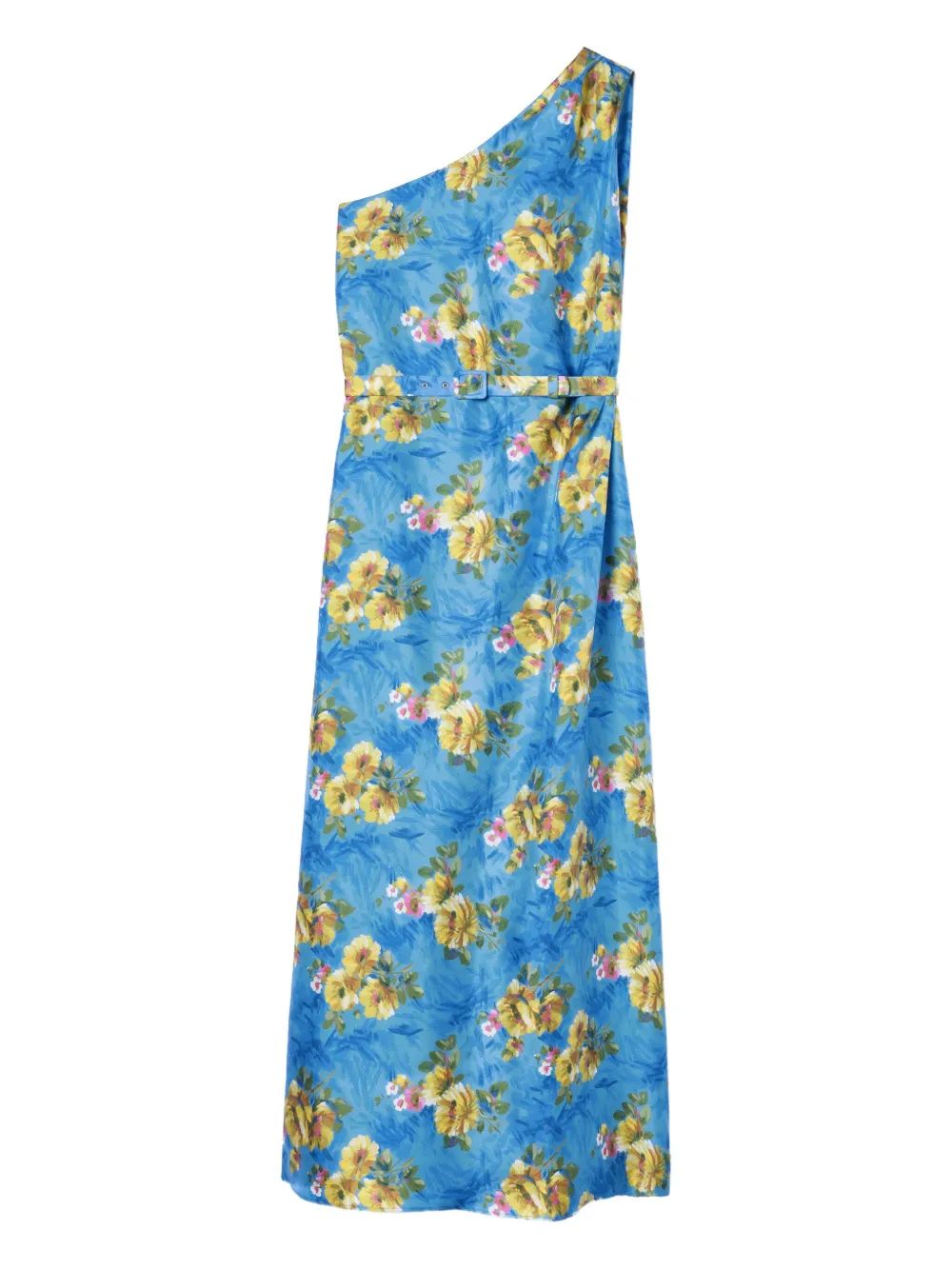 La DoubleJ Roy asymmetrische midi-jurk met bloemenprint Blauw