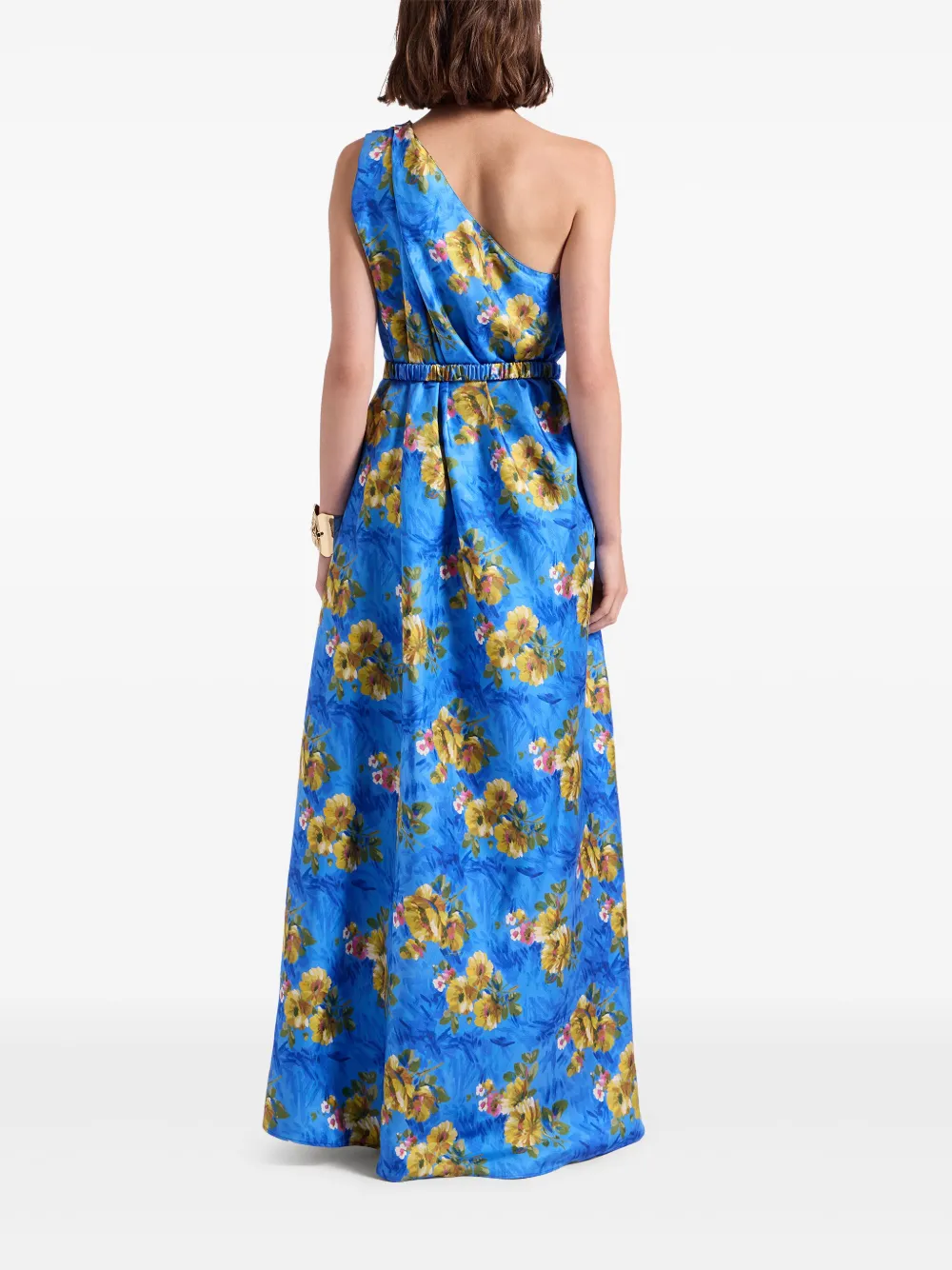 La DoubleJ Roy asymmetrische midi-jurk met bloemenprint Blauw