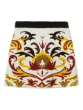 La DoubleJ floral-pattern knitted skirt - White