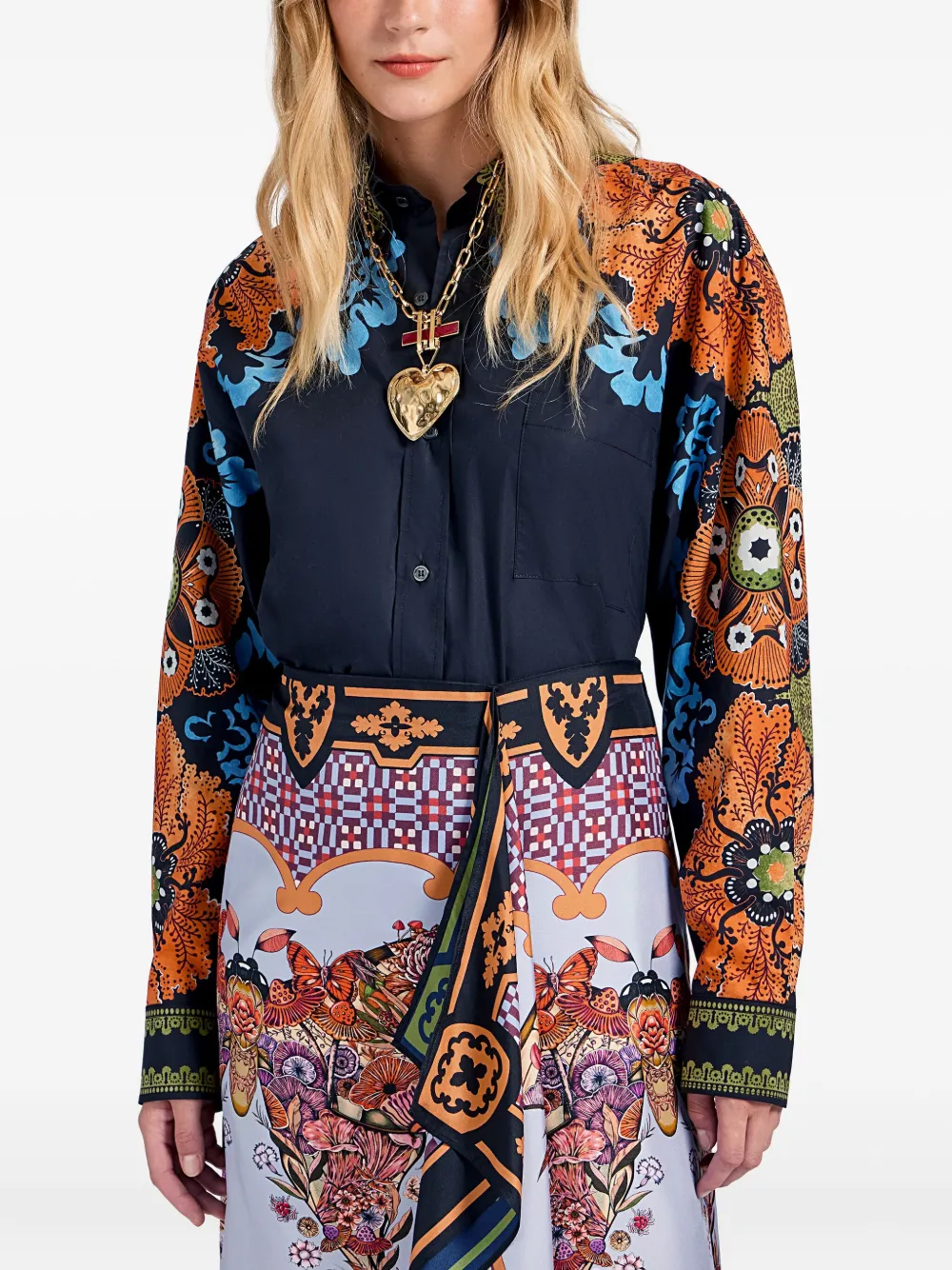 La DoubleJ Blouse met bloemenprint - Bruin