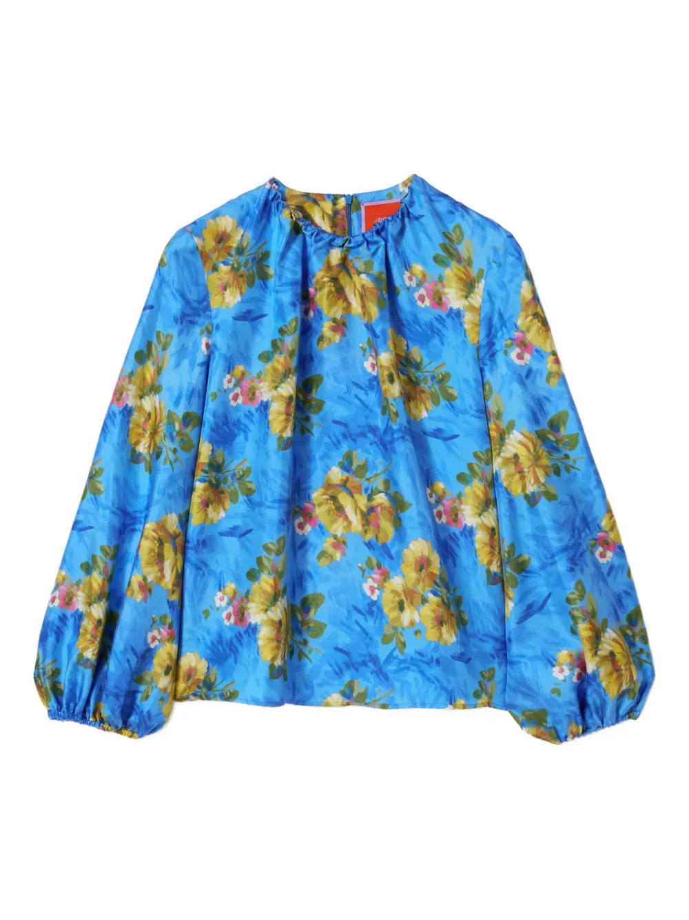 La DoubleJ Top met ballonmouwen en bloemenprint Blauw