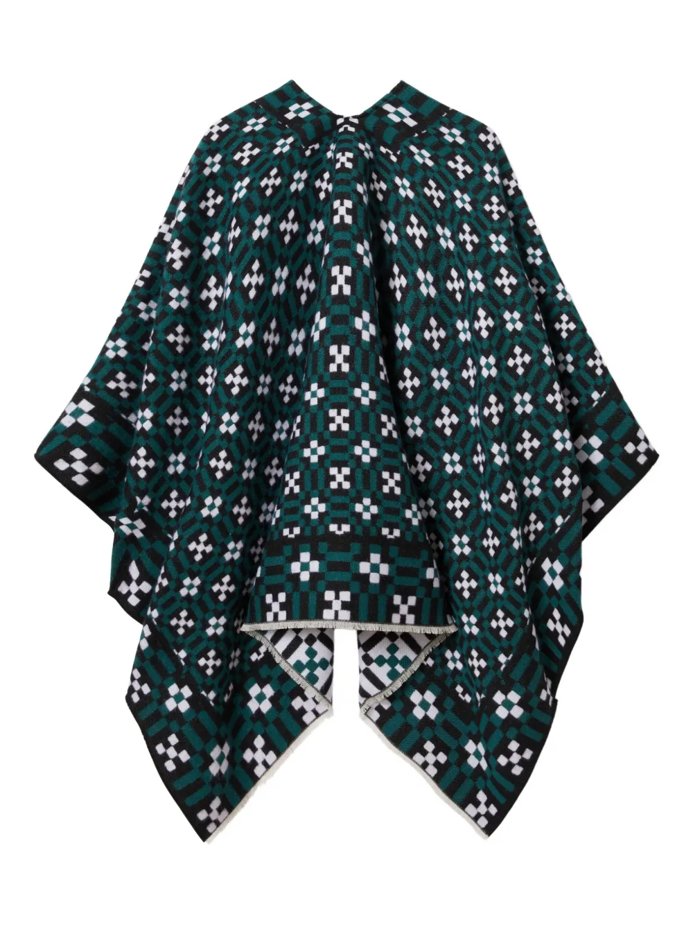 La Doublej Geometric-pattern Cape In Green