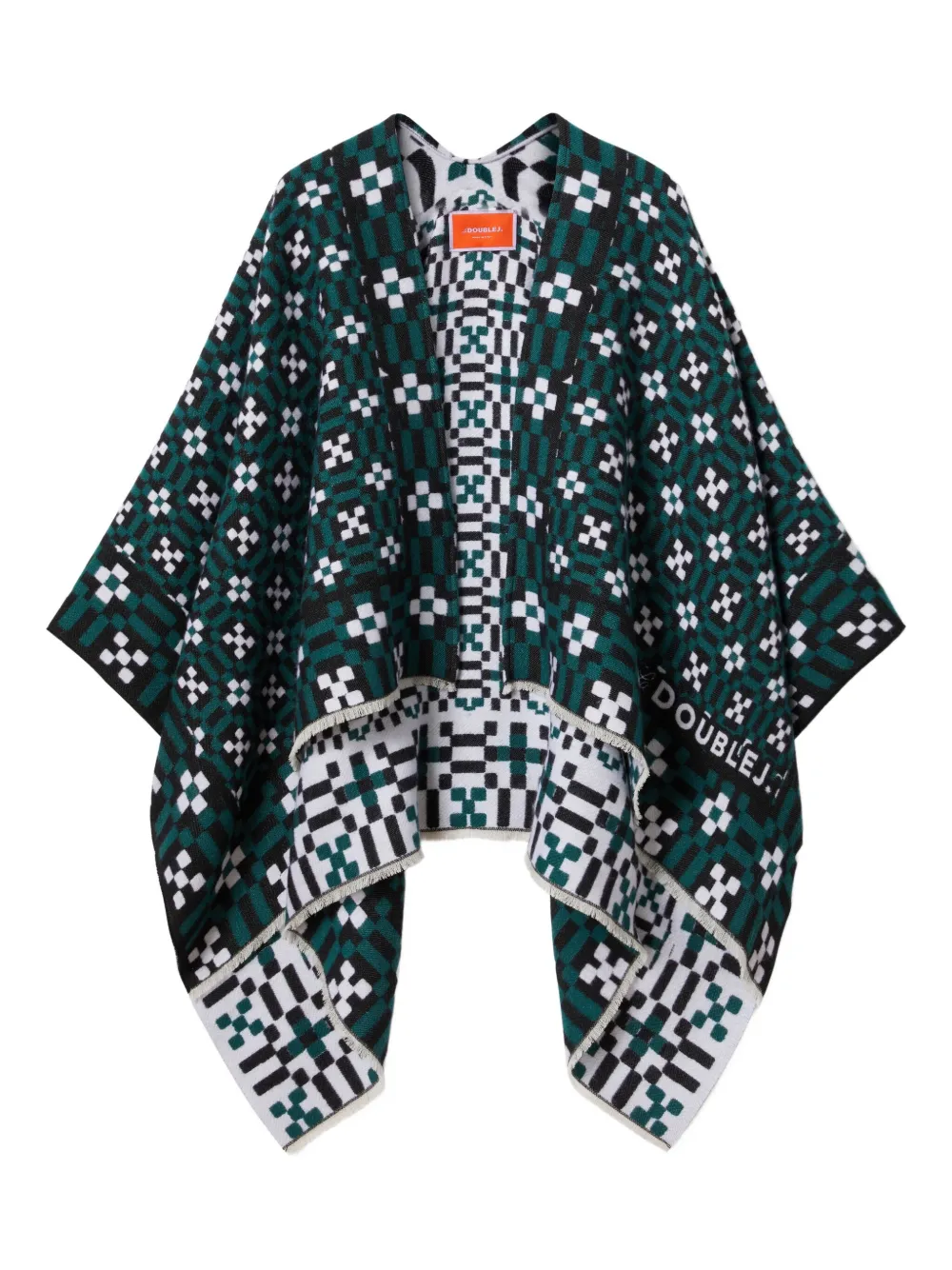 La Doublej Geometric-pattern Cape In Green