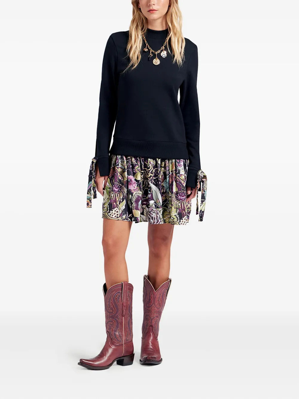 La DoubleJ Mini-jurk met bloemenprint - Zwart