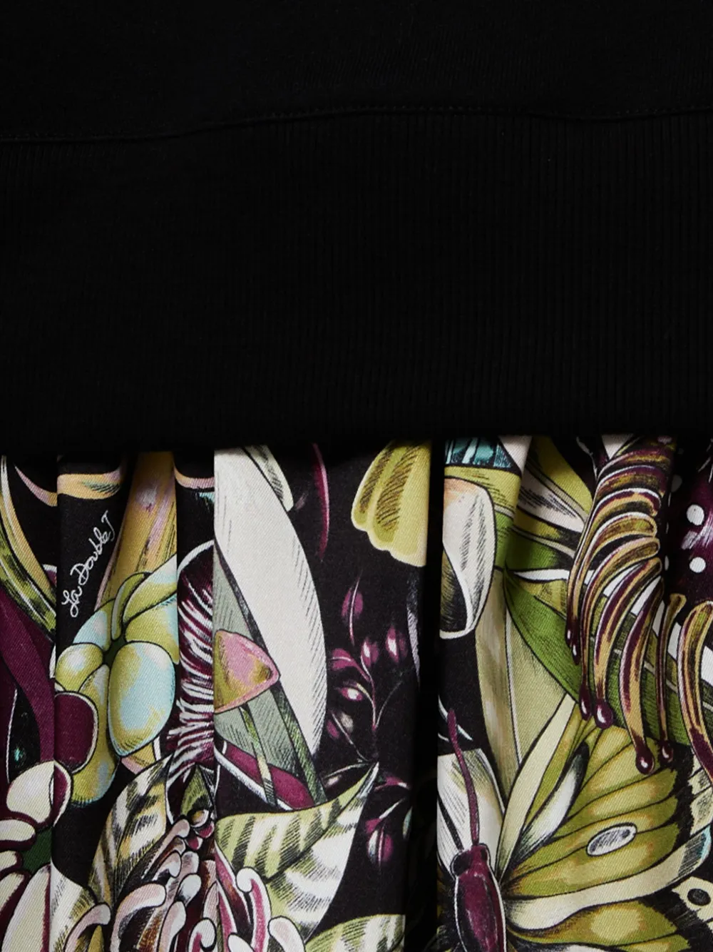 La Doublej Floral-print Mock-neck Mini Dress In Black