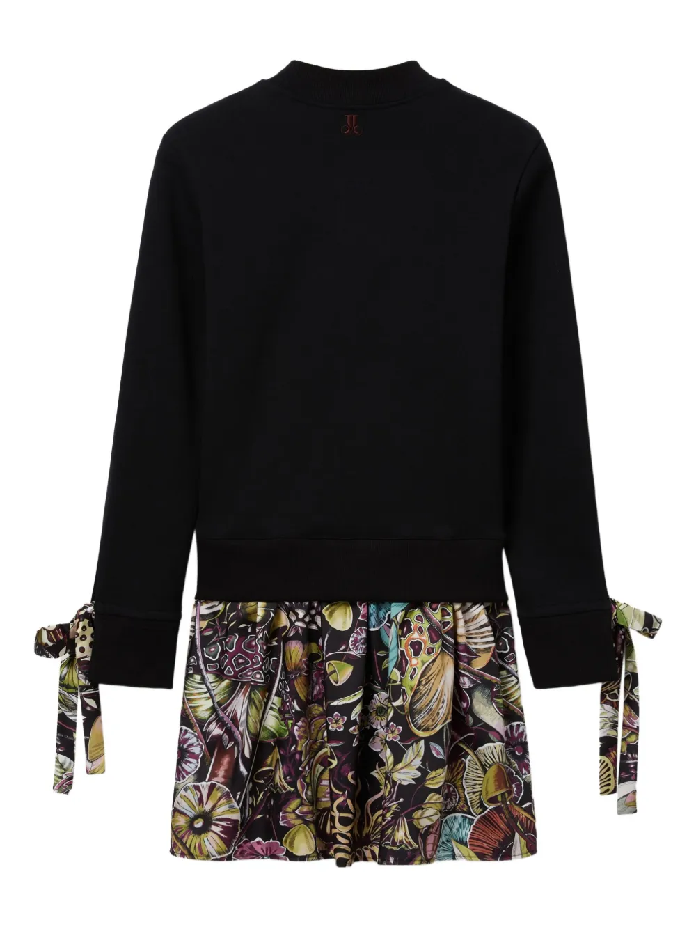 La Doublej Floral-print Mock-neck Mini Dress In Black