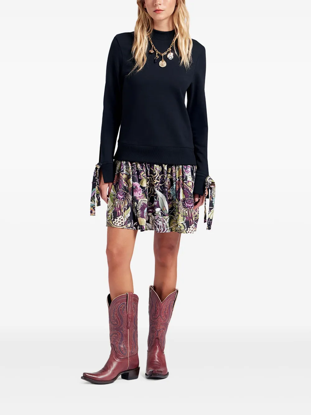 La DoubleJ robe courte fleurie à col montant | Robes de jour | Image 2
