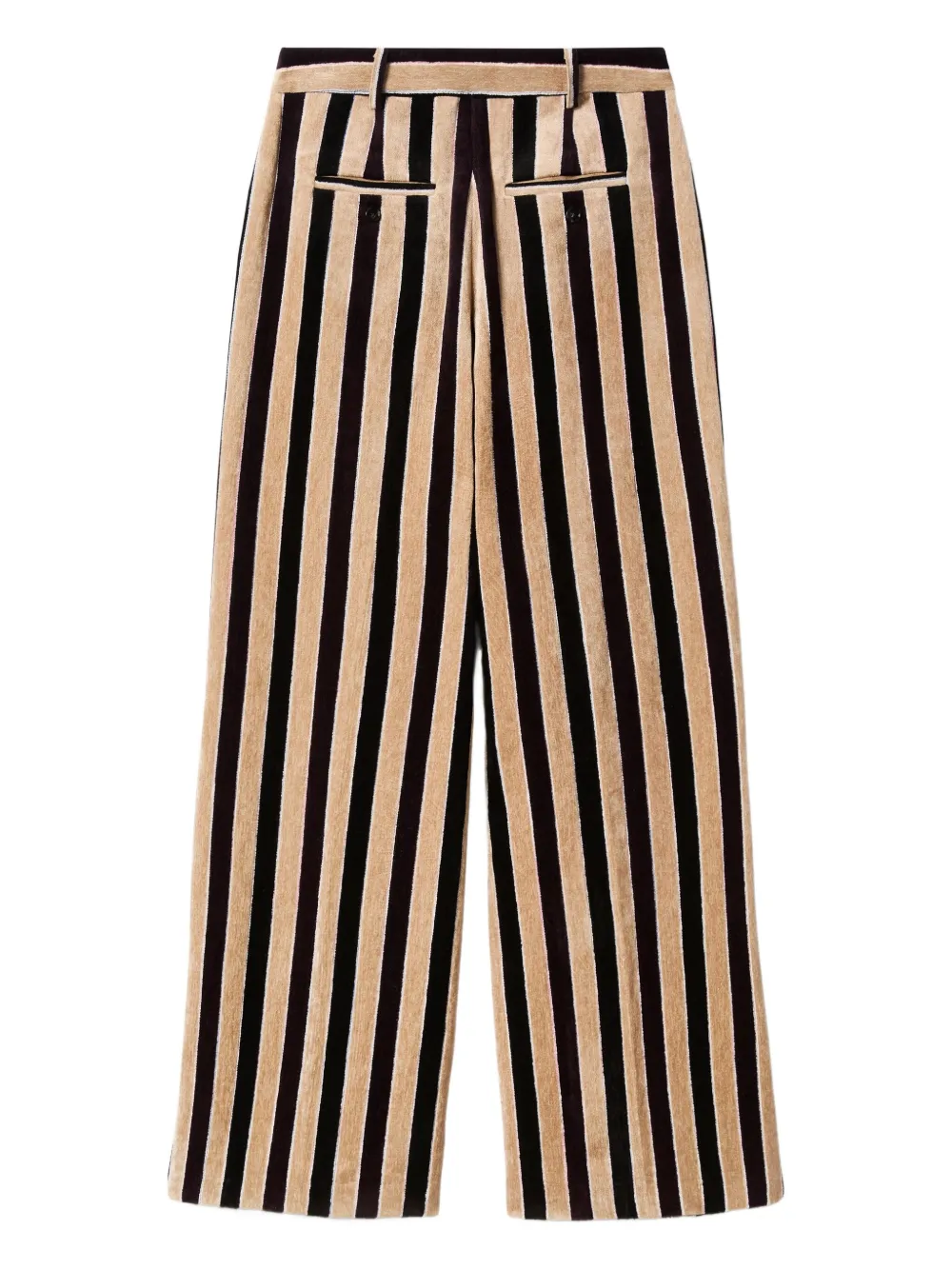 La Doublej Striped-pattern Pleated-front Trousers In Brown