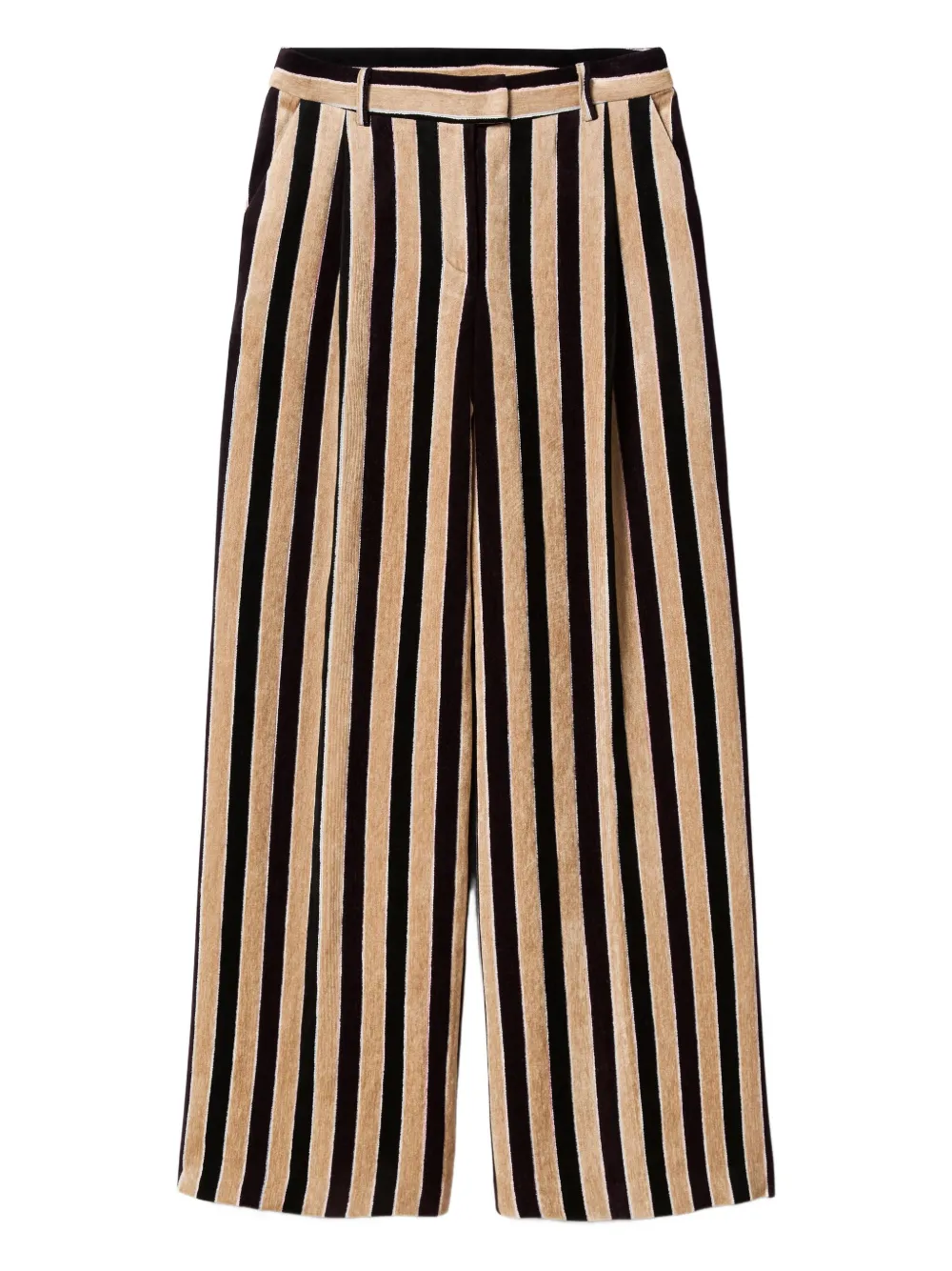 La DoubleJ striped-pattern pleated-front trousers | Black | Image 1