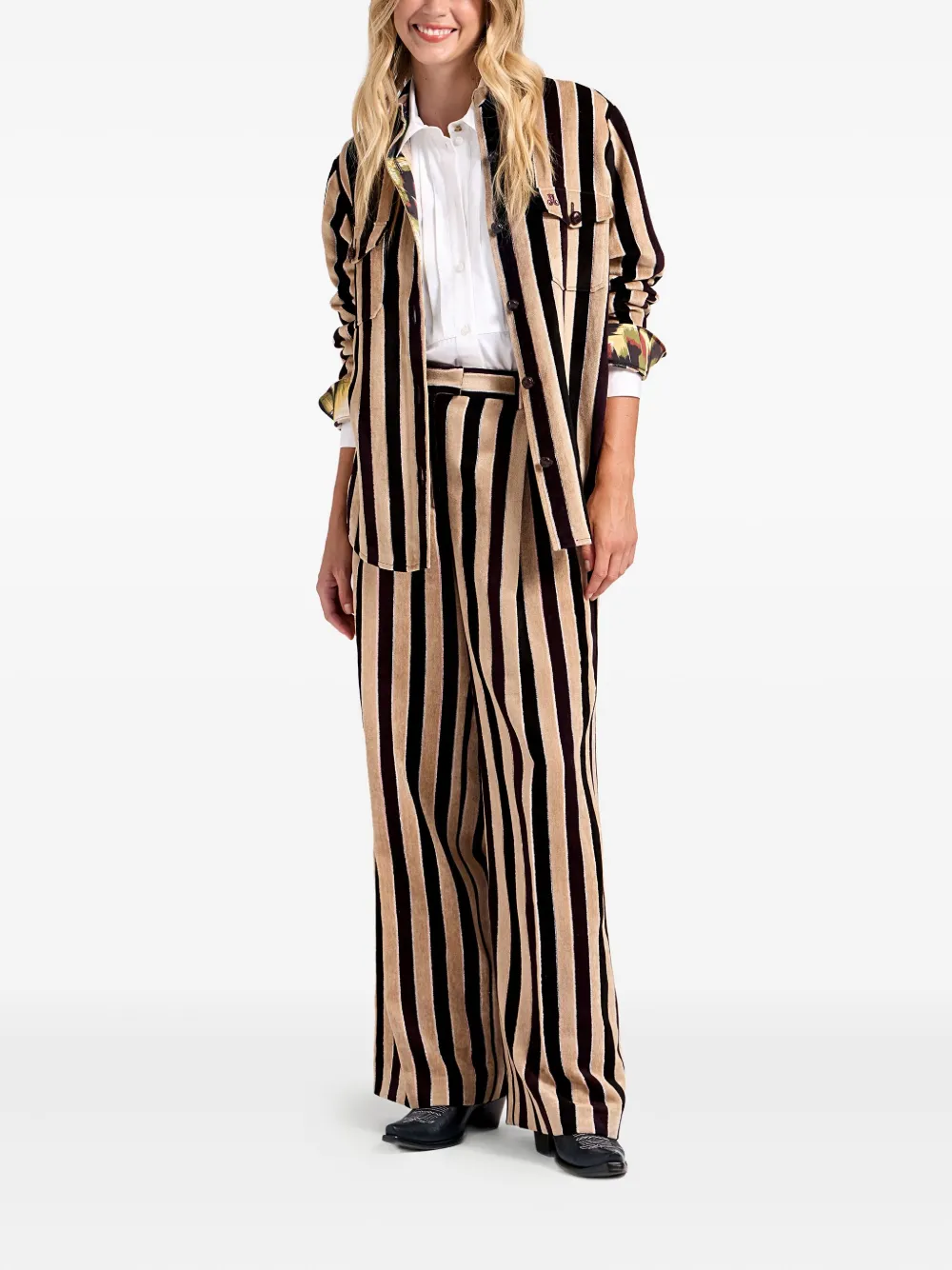 La DoubleJ striped-pattern pleated-front trousers | Wide-Leg Pants | Image 2