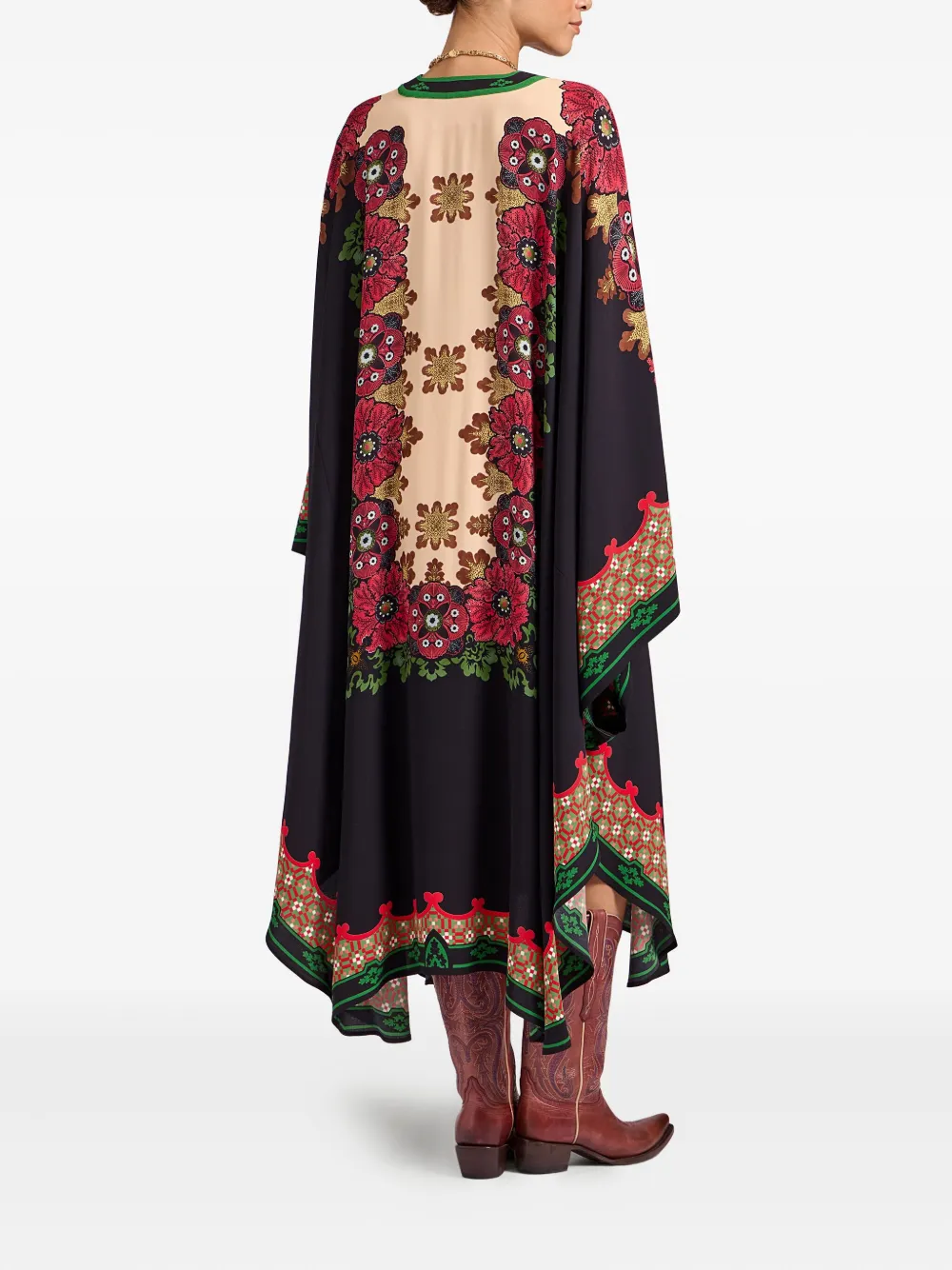 La Doublej Floral-print Asymmetric Day Dress In Red