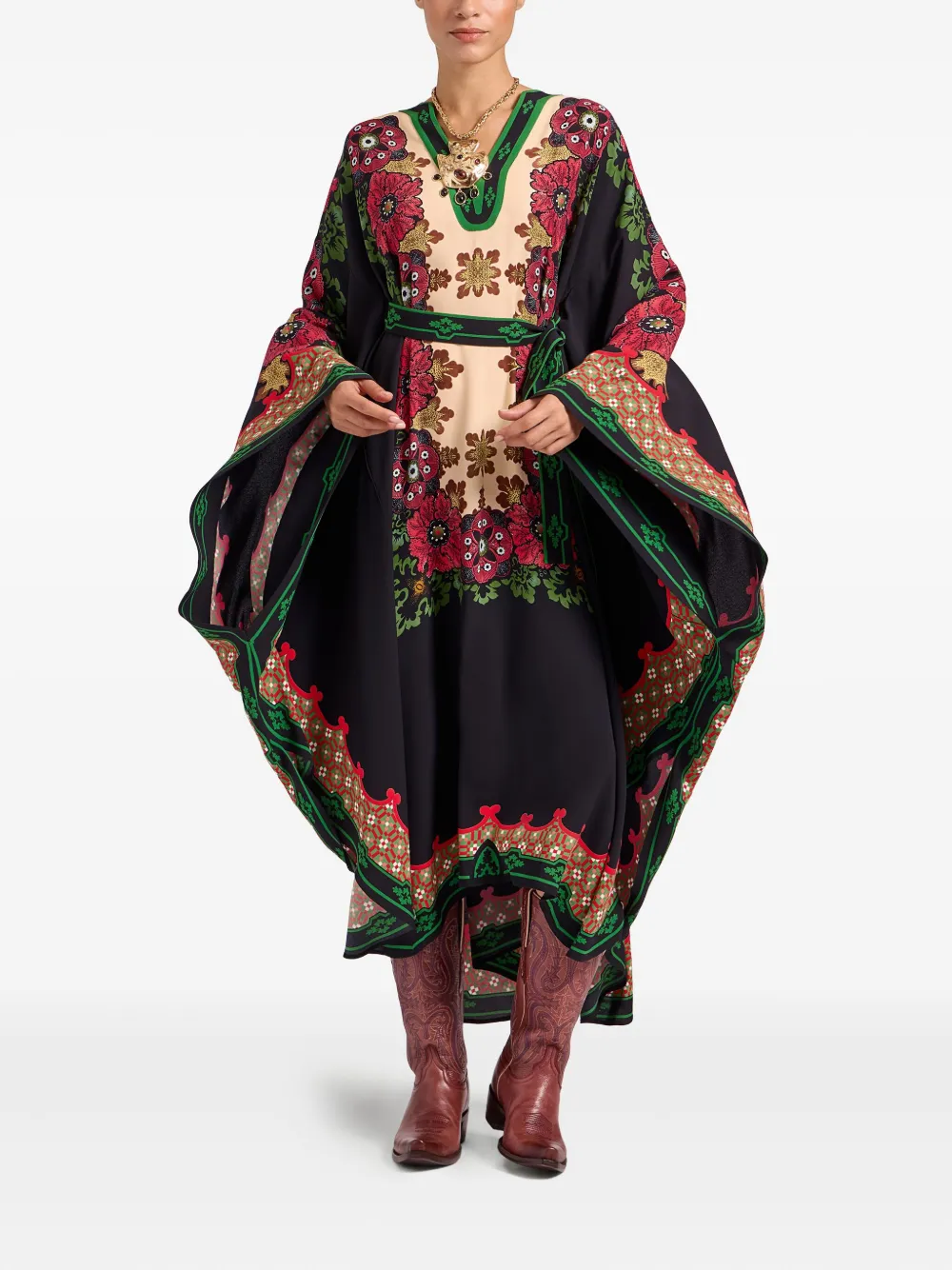 La DoubleJ Asymmetrische jurk met bloemenprint - Rood