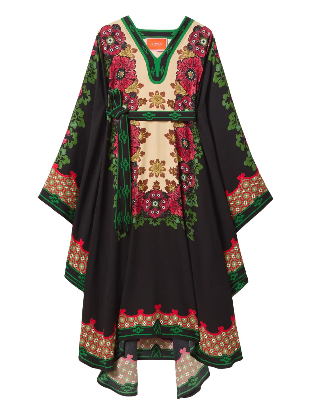 La Doublej Floral-print Asymmetric Day Dress In Red