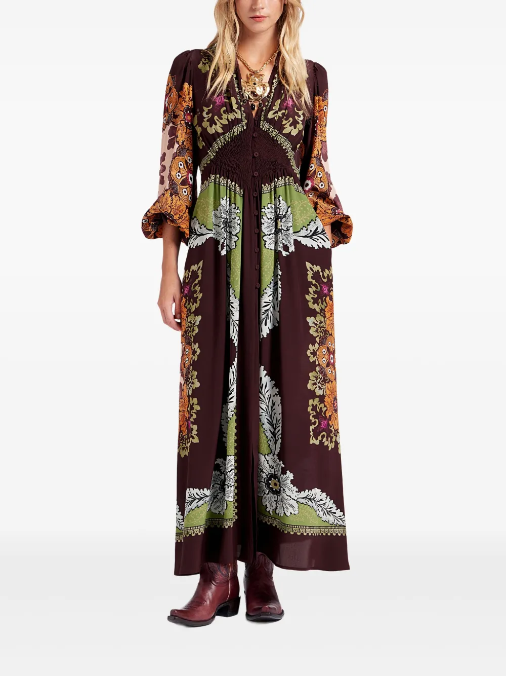 La DoubleJ Camerino maxi-jurk met bloemenprint - Rood