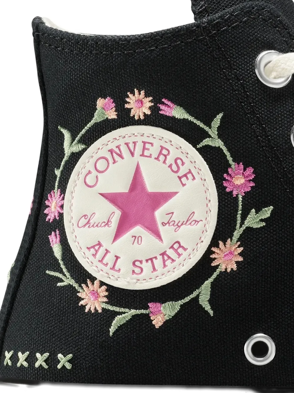 Converse Chuck 70 Floral-embroidered Sneakers In Black
